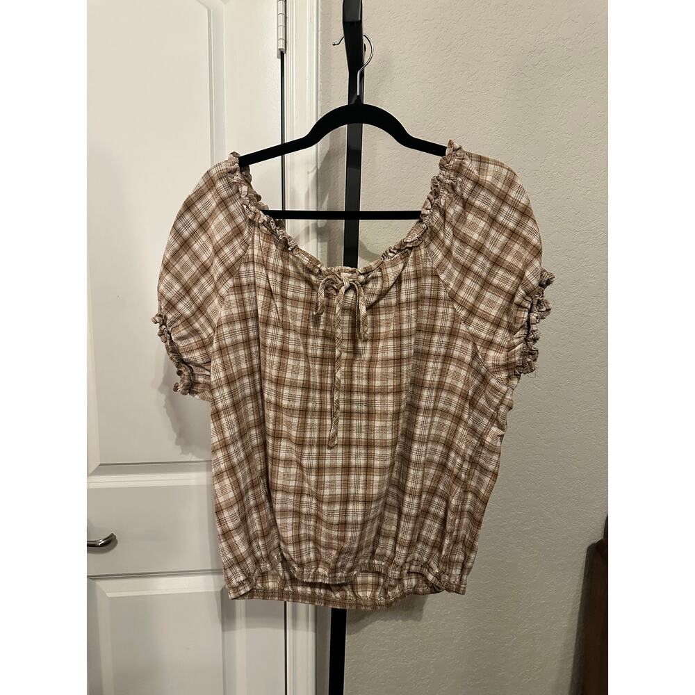 L.I.F.E. Gingham Boho Prairie Top Sz 2X 100% Cotton - Picture 4 of 7